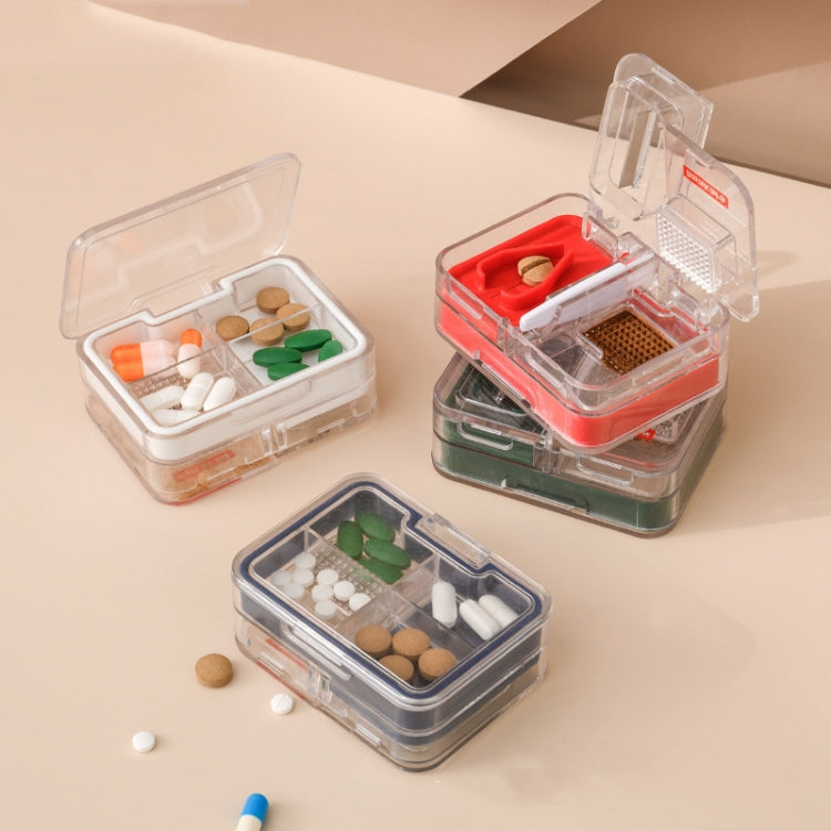 Imakara Mini Square Portable Sealed Medicine Cutter Dispenser Box(Blue)