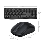 Rapoo X1800PRO 104 Keys Water-resistant Multimedia Wireless Keyboard Mouse Set(Black)