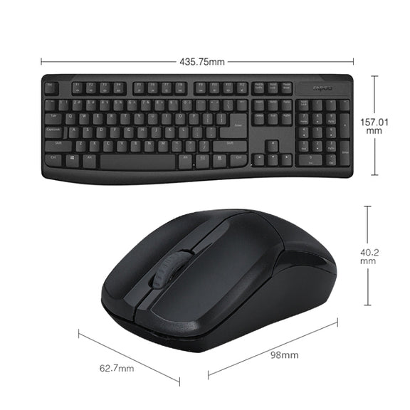Rapoo X1800PRO 104 Keys Water-resistant Multimedia Wireless Keyboard Mouse Set(Black)
