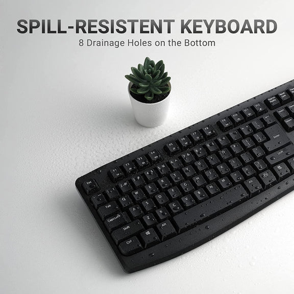 Rapoo X1800PRO 104 Keys Water-resistant Multimedia Wireless Keyboard Mouse Set(Black)