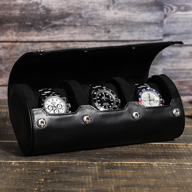 CONTACTS FAMILY Outdoor Convenient Leather Watch Storage Box(Black)