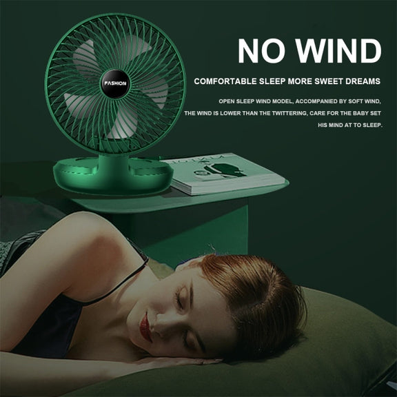Folding Office Desktop Household Portable Small Fan, Size: 8 inch(Green USB Direct Plug)