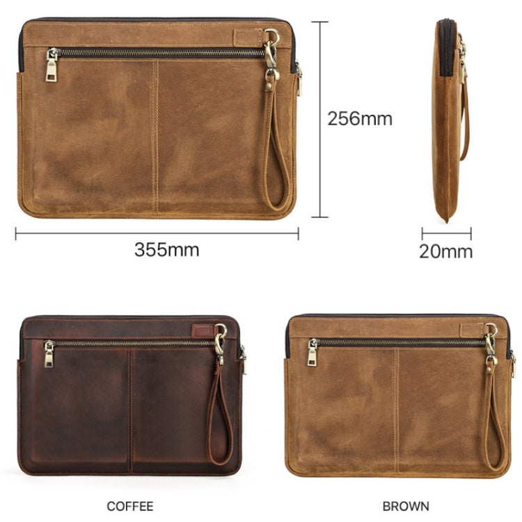 CONTACTS FAMILY Leather Laptop Sleeve For Macbook Pro 14.2 Inch(Brown)