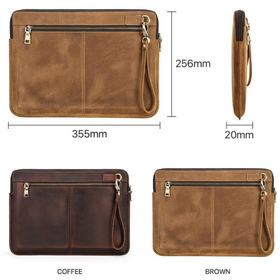 CONTACTS FAMILY Leather Laptop Sleeve For Macbook Pro 14.2 Inch(Brown)