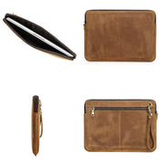 CONTACTS FAMILY Leather Laptop Sleeve For Macbook Pro 14.2 Inch(Brown)