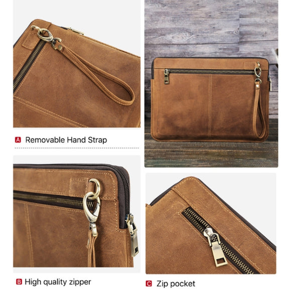 CONTACTS FAMILY Leather Laptop Sleeve For Macbook Pro 14.2 Inch(Brown)