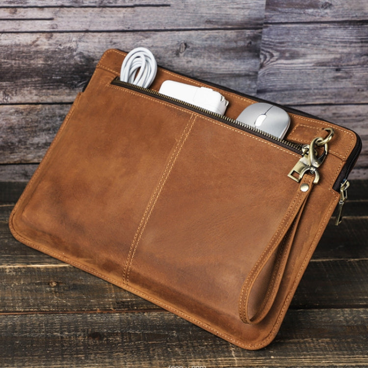 CONTACTS FAMILY Leather Laptop Sleeve For Macbook Pro 14.2 Inch(Brown)