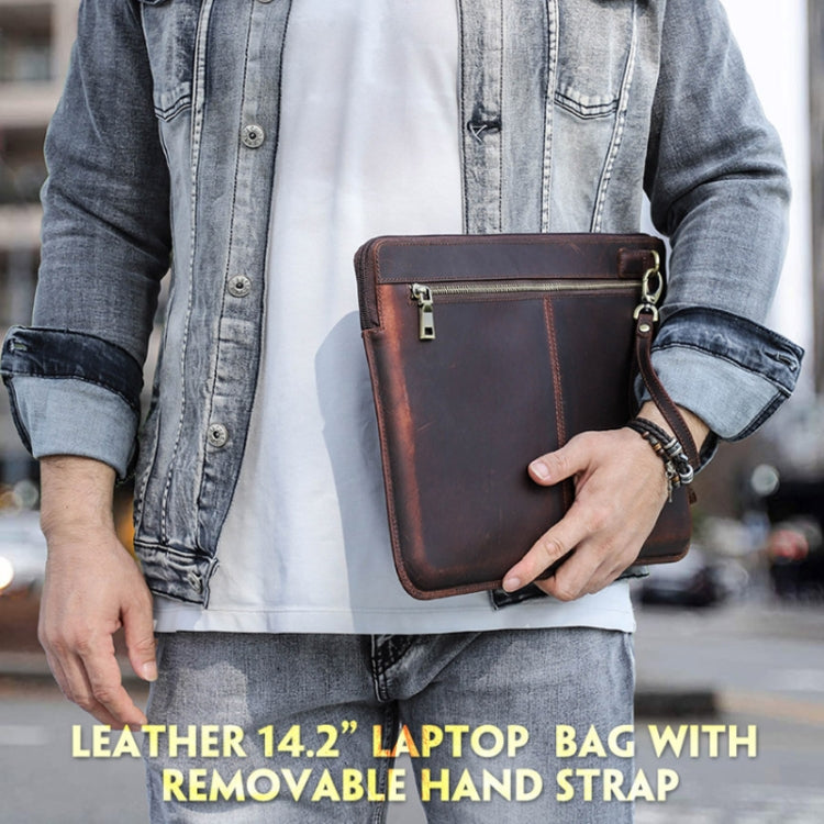 CONTACTS FAMILY Leather Laptop Sleeve For Macbook Pro 14.2 Inch(Brown)