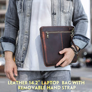 CONTACTS FAMILY Leather Laptop Sleeve For Macbook Pro 14.2 Inch(Brown)