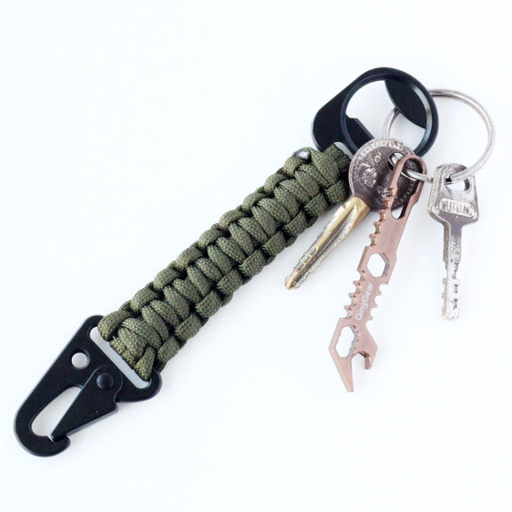 Outdoor Seven-Core Umbrella Rope Keychain Eagle Mouth Buckle Bottle Opener(Black)