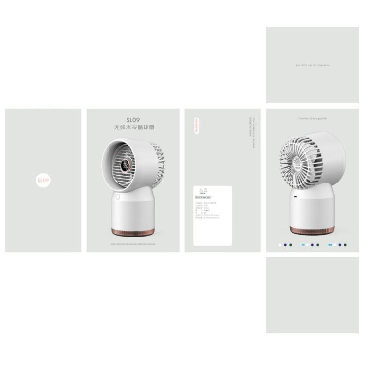 Spray Humidified LED Digital Display Office Home Fan, Style: 3600mAh Rechargeable(White)