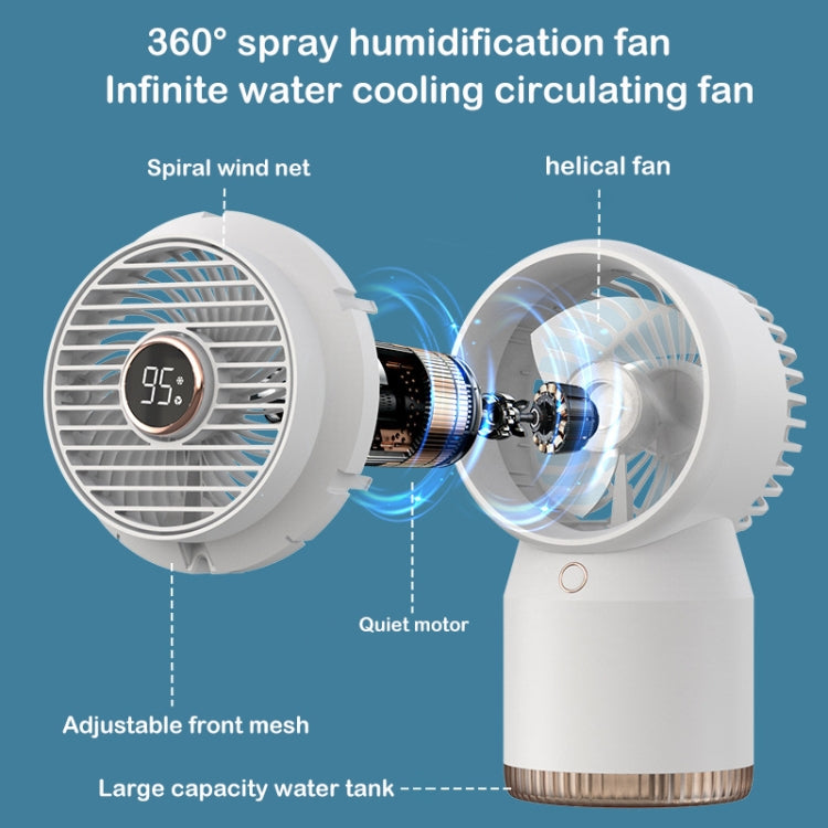 Spray Humidified LED Digital Display Office Home Fan, Style: USB Direct Plug(White)