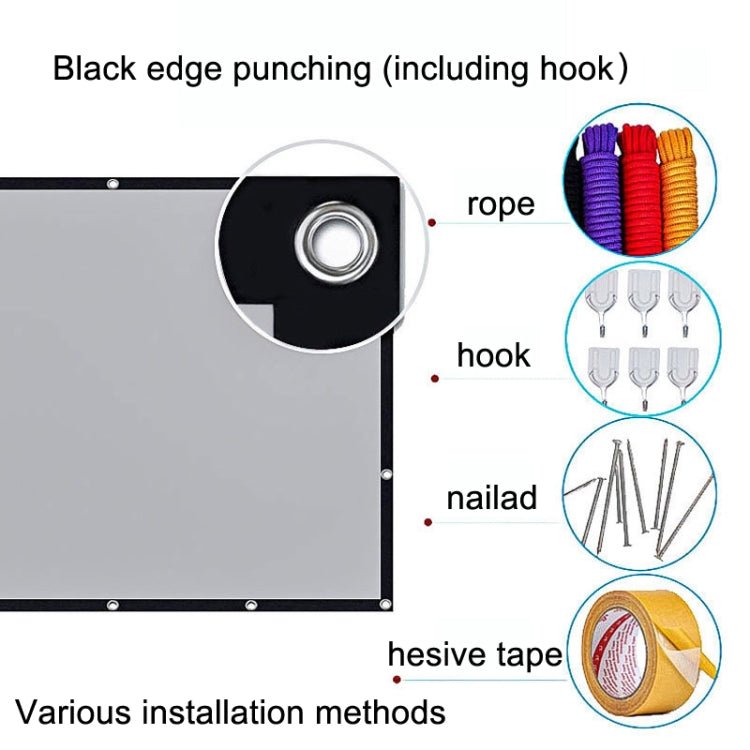 Folding Metal Anti-Light HD Projection Curtain, Size: 84 inch 16:9 186x105cm Punch Black Border