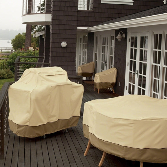 Oxford Cloth Water-resistant Dustproof Barbecue Cover With Sundry Bag, Size: 145x61x117cm(Beige)