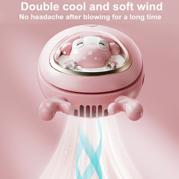 Children Hanging Neck Fan USB Handheld Light Glowing Mini Portable Fan(White)