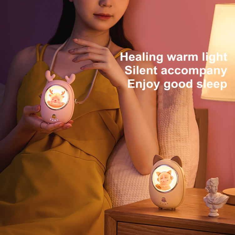Children Hanging Neck Fan USB Handheld Light Glowing Mini Portable Fan(White)