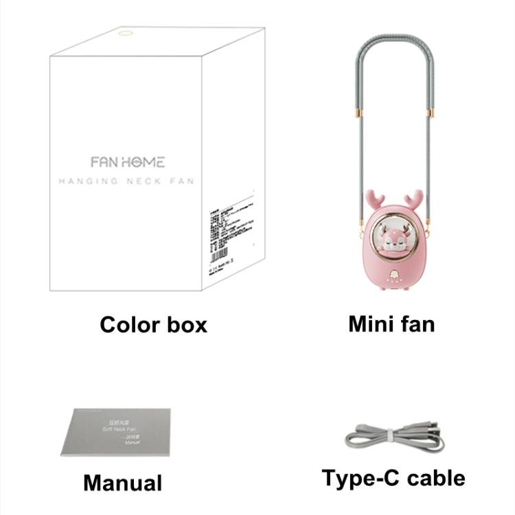 Children Hanging Neck Fan USB Handheld Light Glowing Mini Portable Fan(White)