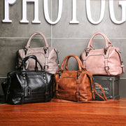 Ladies Casual Handbag Soft-faced Solid Color One-shoulder Diagonal Large Bag(Black)