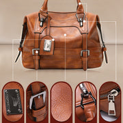 Ladies Casual Handbag Soft-faced Solid Color One-shoulder Diagonal Large Bag(Black)