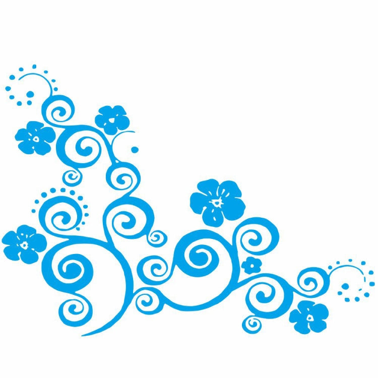 D-908 Summer Flower Totem PVC Car Hood Sticker(Blue)