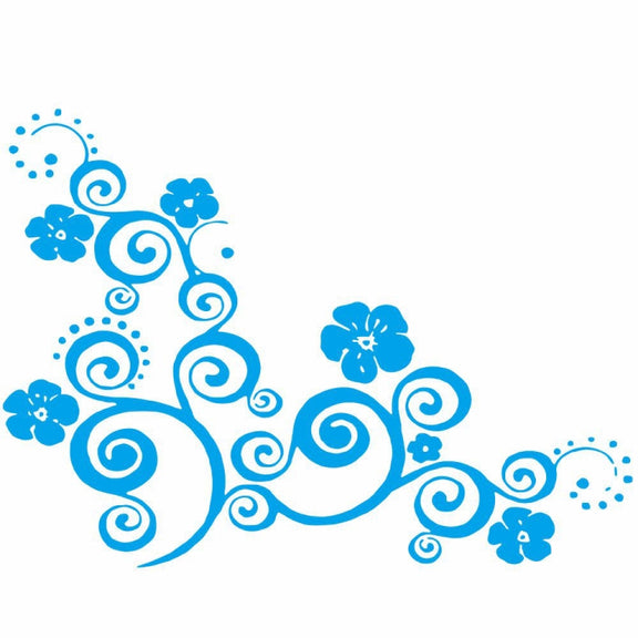 D-908 Summer Flower Totem PVC Car Hood Sticker(Blue)