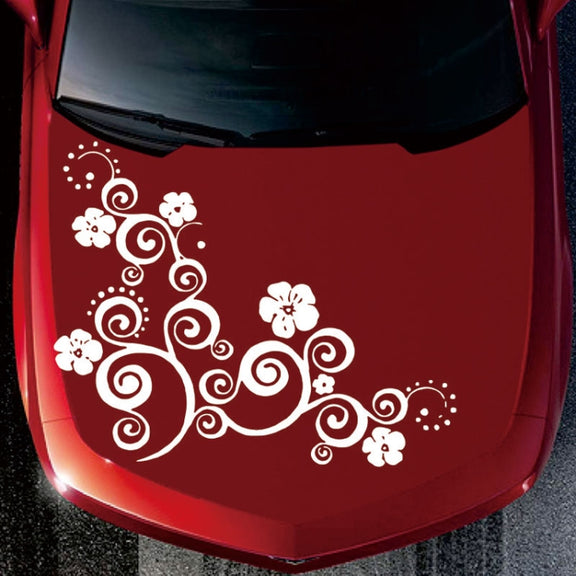 D-908 Summer Flower Totem PVC Car Hood Sticker(Yellow)