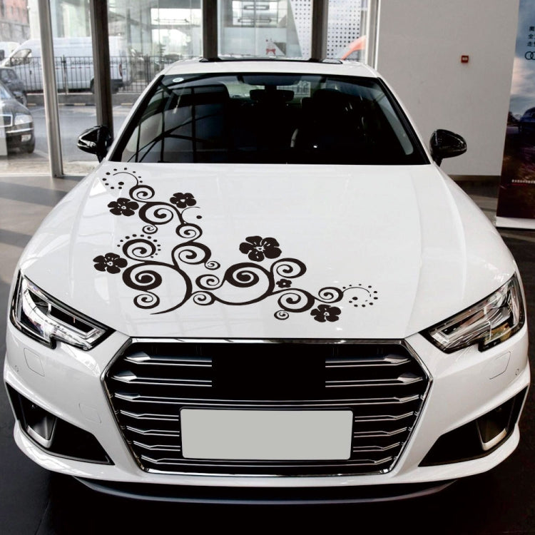D-908 Summer Flower Totem PVC Car Hood Sticker(Black)