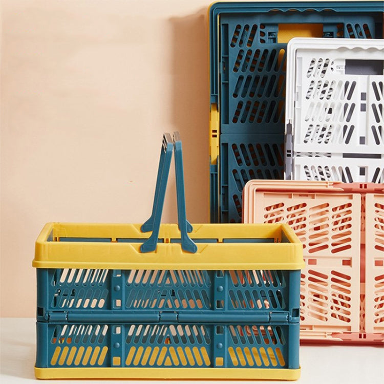 Foldable Picnic Basket Supermarket Shopping Basket,Size: 25x30.5x44cm(Green Coffee)