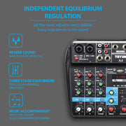 TEYUN A4 4-way Small Microphone Digital Mixer Live Recording Effector(US Plug)