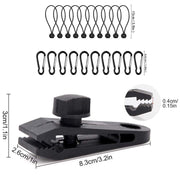 Canopy Fixed Tent Clip Rope Buckle Set 10 Clips+10 White Dot Ropes+10 Black PP Fast Hangings