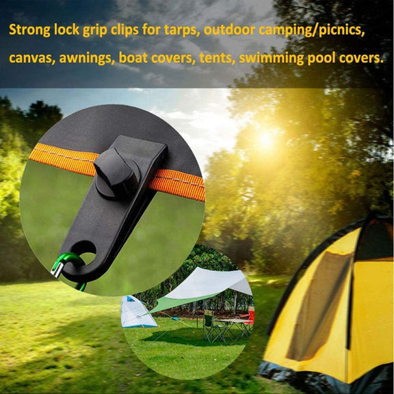 Canopy Fixed Tent Clip Rope Buckle Set 10 Clips+10 White Dot Ropes+10 Black PP Fast Hangings