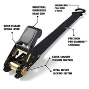 Motorcycle Car Fixed Cargo Ratchet Straps Trailer Tensioner(4 Straps+1 Storage Bag)