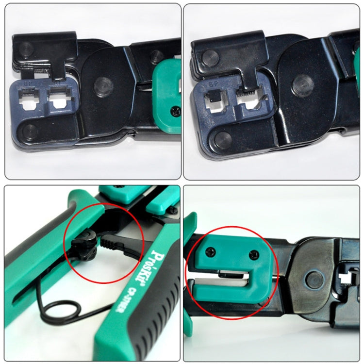 ProsKit Dual-purpose 6/8P Iron Handle Network Ratchet Crimping Plier(CP-376ER)