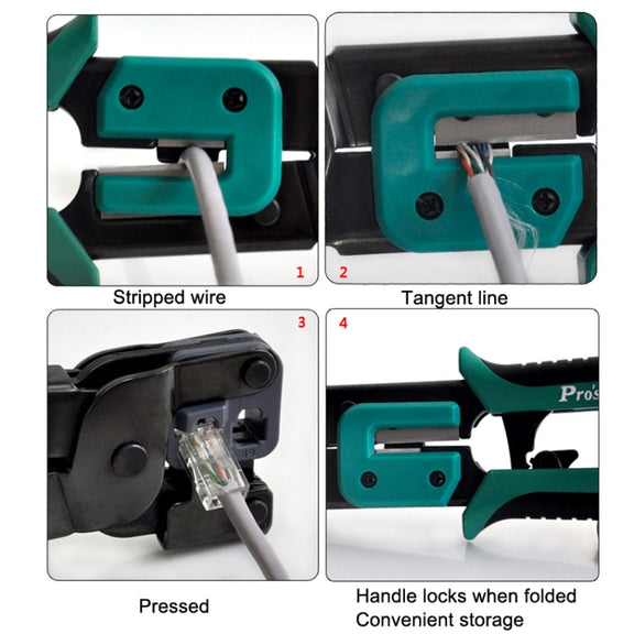 ProsKit Dual-purpose 6/8P Iron Handle Network Ratchet Crimping Plier(CP-376ER)