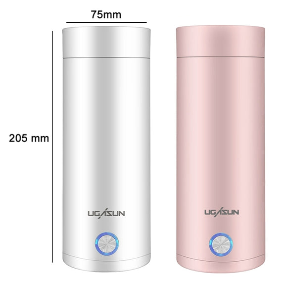 UGASUN Travel Portable Mini Electric Heated Water Cup, Color: US Plug (Pink)