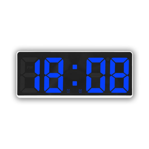 LED Bedside Alarm Clock Battery Plug-In Dual-Purpose Clock(Blue)