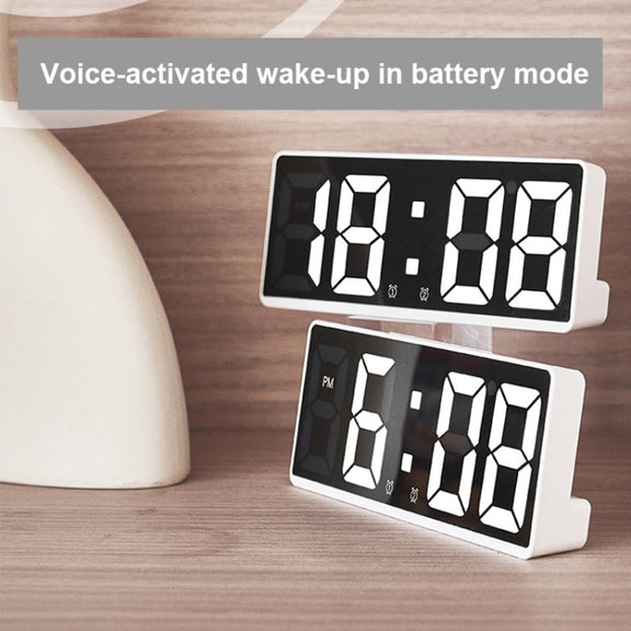 LED Bedside Alarm Clock Battery Plug-In Dual-Purpose Clock(Blue)