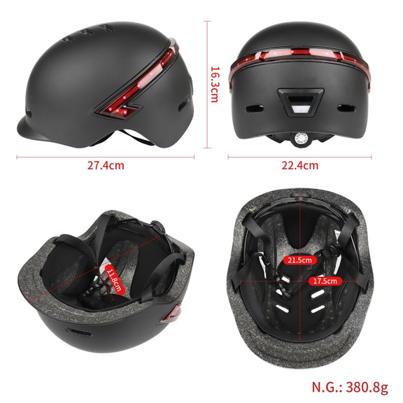 Cycling Helmet Ultralight Bicycle Helmet with Warning Light Remote Control(Black)