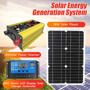 Tang 3 Generations Home Solar Generator Inverter+30A Controller+18W 12V Solar Panel, Specification: Yellow 12V To 220V