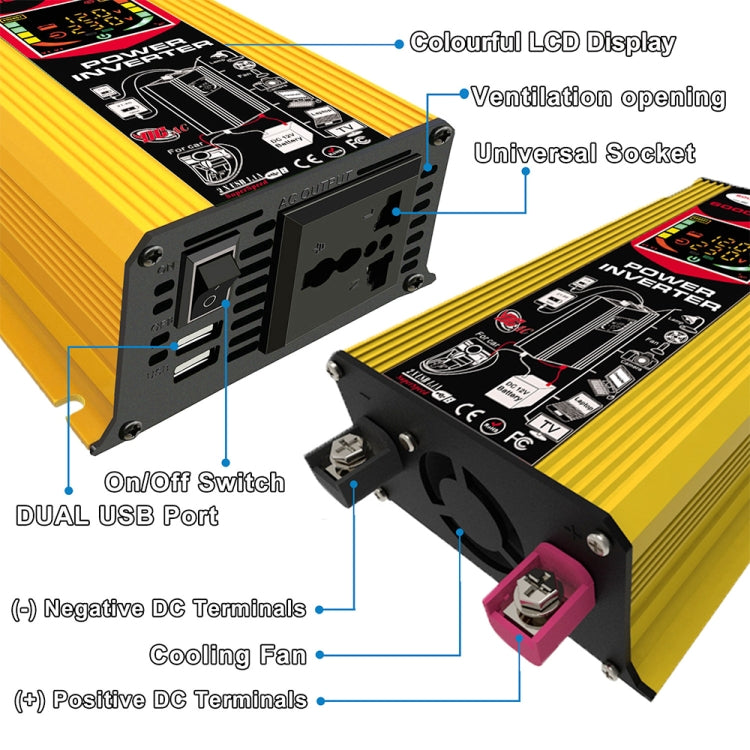 Tang 3 Generations Home Solar Generator Inverter+30A Controller+18W 12V Solar Panel, Specification: Yellow 12V To 110V