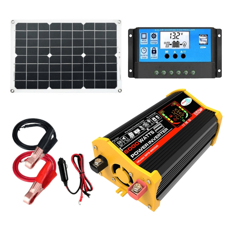 Saga 3 Generations Home Solar Generator Inverter+30A Controller+18W 12V Solar Panel, Specification: Black 12V To 220V