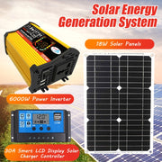 Saga 3 Generations Home Solar Generator Inverter+30A Controller+18W 12V Solar Panel, Specification: Yellow 12V To 110V