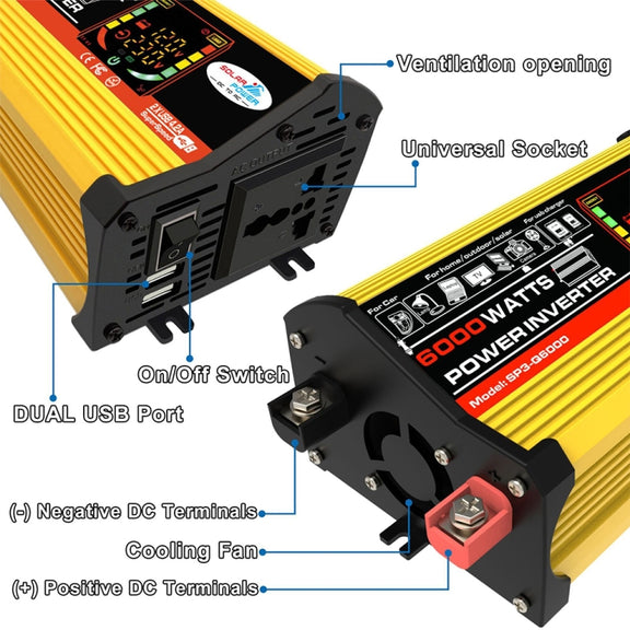 Saga 3 Generations Home Solar Generator Inverter+30A Controller+18W 12V Solar Panel, Specification: Yellow 12V To 110V