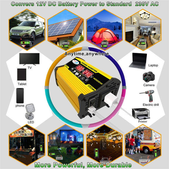 Saga Generation 2 Home Solar Generator Inverter+30A Controller+18W 12V Solar Panel, Specification: Yellow 12V To 110V