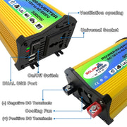 Saga Generation 1 Home Solar Generator Inverter+30A Controller+18W 12V Solar Panel, Specification: Yellow 12V To 220V