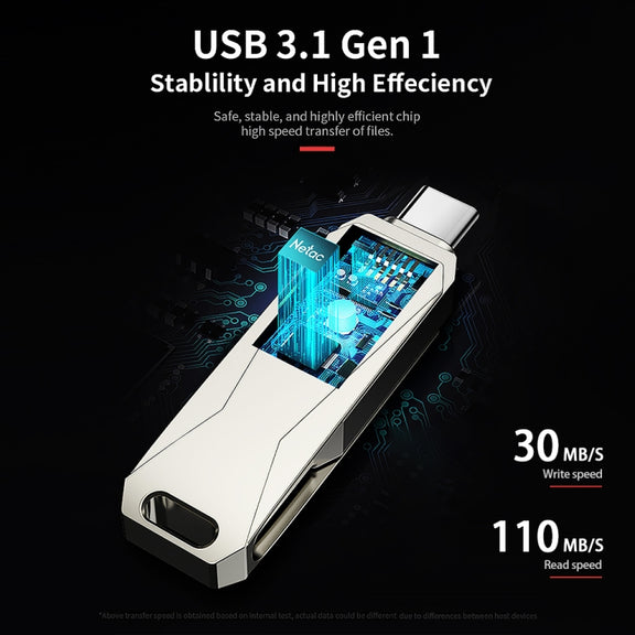 Netac U782C Type-C Dual Interface High-Speed Metal Computer USB Flash Drive, Capacity: 128GB
