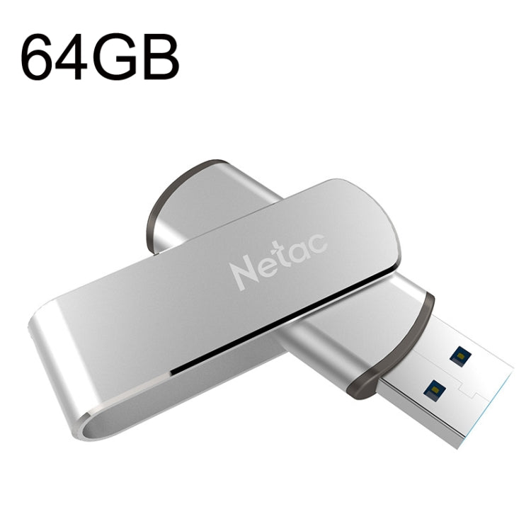 Netac U388 High Speed USB3.0 Metal Rotating Car Computer U Disk, Capacity: 64GB