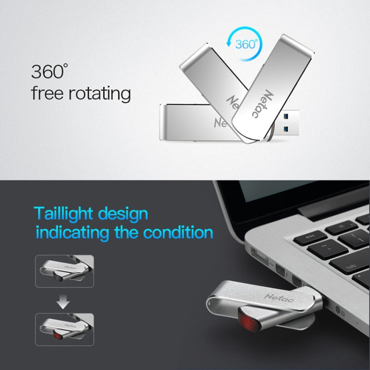 Netac U388 High Speed USB3.0 Metal Rotating Car Computer U Disk, Capacity: 64GB