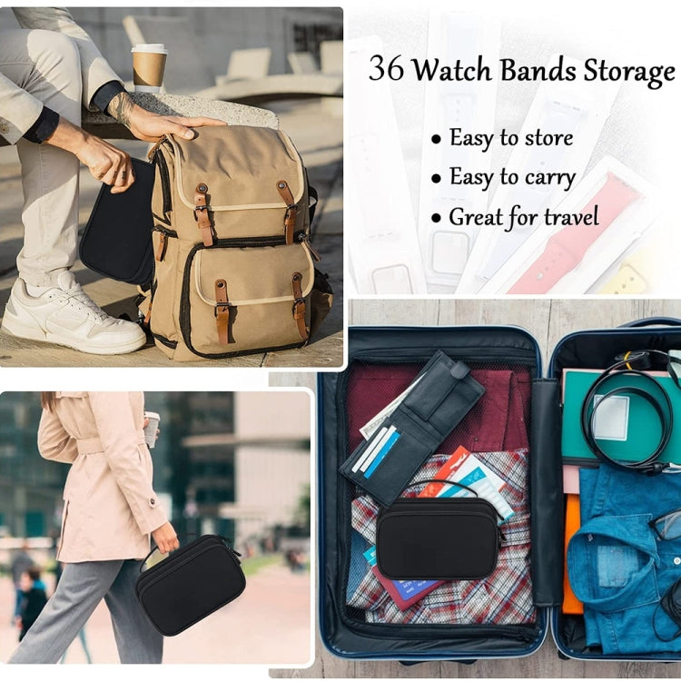 Multifunction Watch Strap Data Line 36 Slots Storage Bag(Black)