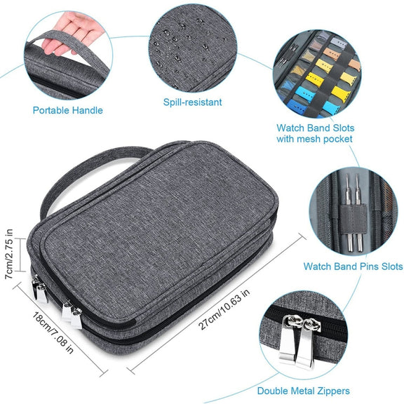 Multifunction Watch Strap Data Line 36 Slots Storage Bag(Grey)